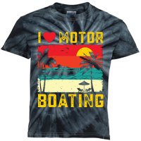 I Love Motor Boating Funny Boating Vintage Boat Captain Kids Tie-Dye T-Shirt