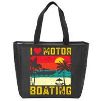 I Love Motor Boating Funny Boating Vintage Boat Captain Zip Tote Bag