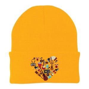 I Love Music Musical Instruts Heart Teacher Musician Gift Funny Gift Knit Cap Winter Beanie