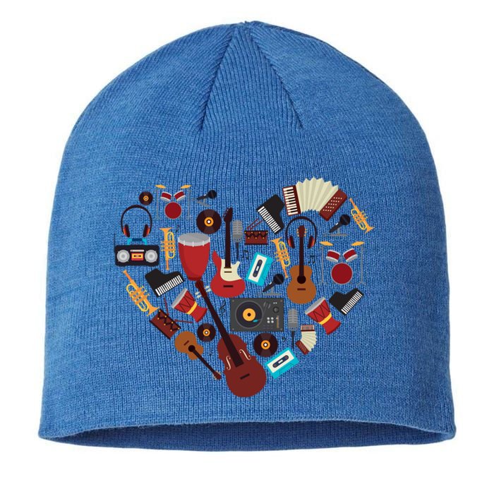 I Love Music Musical Instruts Heart Teacher Musician Gift Funny Gift Sustainable Beanie