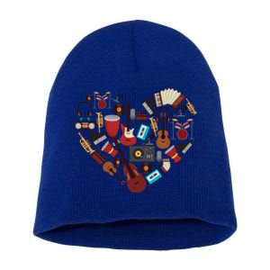 I Love Music Musical Instruts Heart Teacher Musician Gift Funny Gift Short Acrylic Beanie