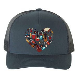 I Love Music Musical Instruts Heart Teacher Musician Gift Funny Gift Yupoong Adult 5-Panel Trucker Hat