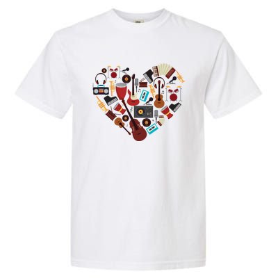 I Love Music Musical Instruts Heart Teacher Musician Gift Funny Gift Garment-Dyed Heavyweight T-Shirt