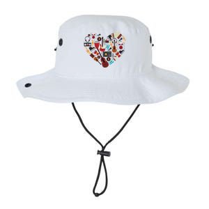 I Love Music Musical Instruts Heart Teacher Musician Gift Funny Gift Legacy Cool Fit Booney Bucket Hat