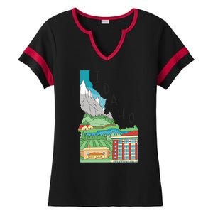 Idaho Landscape Map Ladies Halftime Notch Neck Tee