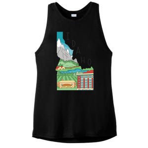 Idaho Landscape Map Ladies PosiCharge Tri-Blend Wicking Tank