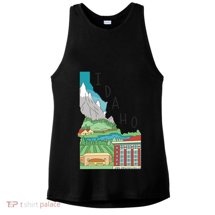 Idaho Landscape Map Ladies PosiCharge Tri-Blend Wicking Tank