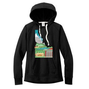 Idaho Landscape Map Women's Fleece Hoodie