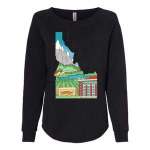 Idaho Landscape Map Womens California Wash Sweatshirt