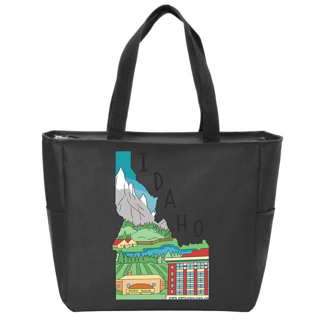 Idaho Landscape Map Zip Tote Bag