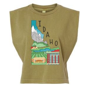 Idaho Landscape Map Garment-Dyed Women's Muscle Tee