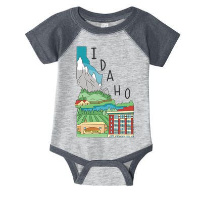 Idaho Landscape Map Infant Baby Jersey Bodysuit
