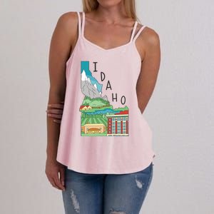 Idaho Landscape Map Women's Strappy Tank