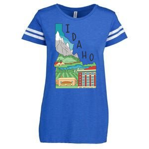 Idaho Landscape Map Enza Ladies Jersey Football T-Shirt