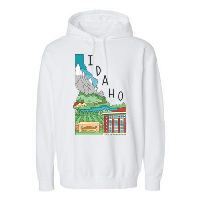 Idaho Landscape Map Garment-Dyed Fleece Hoodie