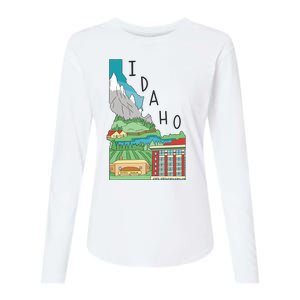 Idaho Landscape Map Womens Cotton Relaxed Long Sleeve T-Shirt