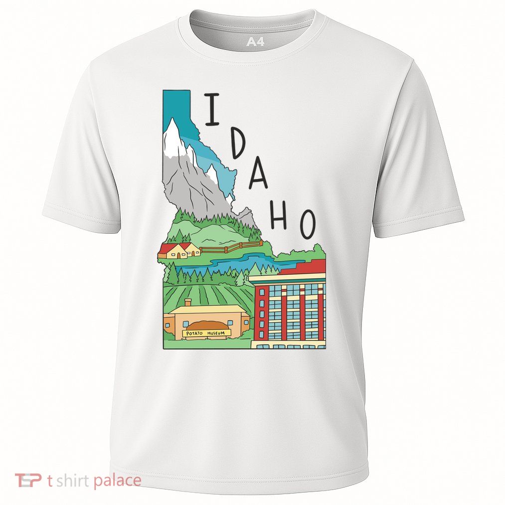Idaho Landscape Map Cooling Performance Crew T-Shirt