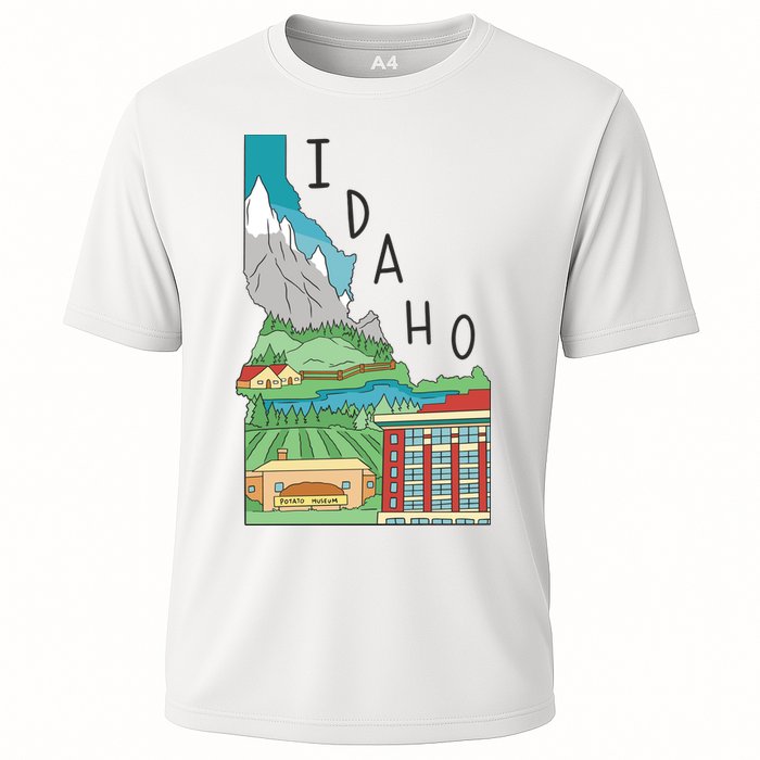 Idaho Landscape Map Cooling Performance Crew T-Shirt