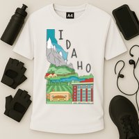 Idaho Landscape Map Cooling Performance Crew T-Shirt