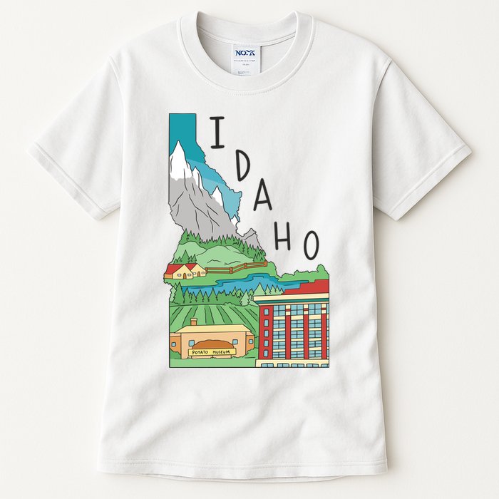 Idaho Landscape Map Tall T-Shirt