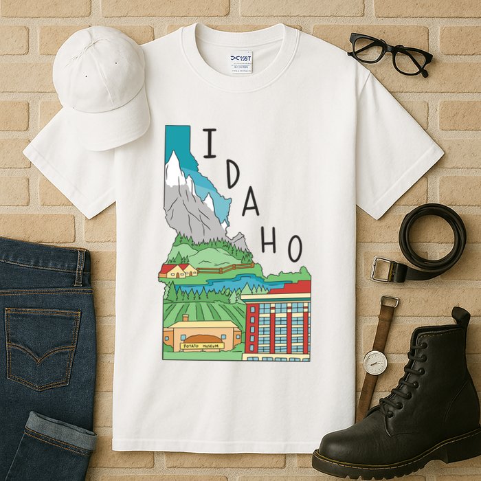Idaho Landscape Map Tall T-Shirt