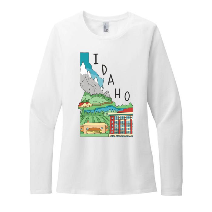 Idaho Landscape Map Womens CVC Long Sleeve Shirt