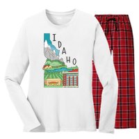 Idaho Landscape Map Women's Long Sleeve Flannel Pajama Set 