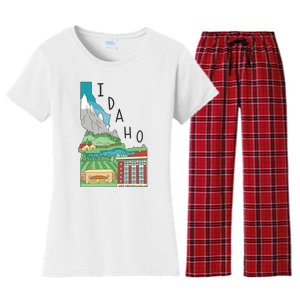 Idaho Landscape Map Women's Flannel Pajama Set