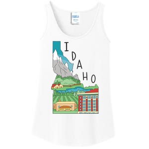 Idaho Landscape Map Ladies Essential Tank