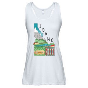 Idaho Landscape Map Ladies Essential Flowy Tank