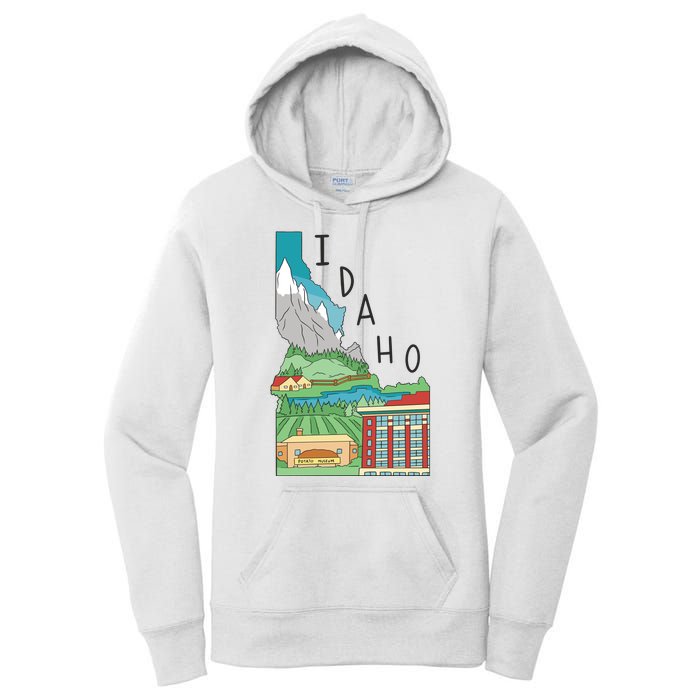 Idaho Landscape Map Women's Pullover Hoodie