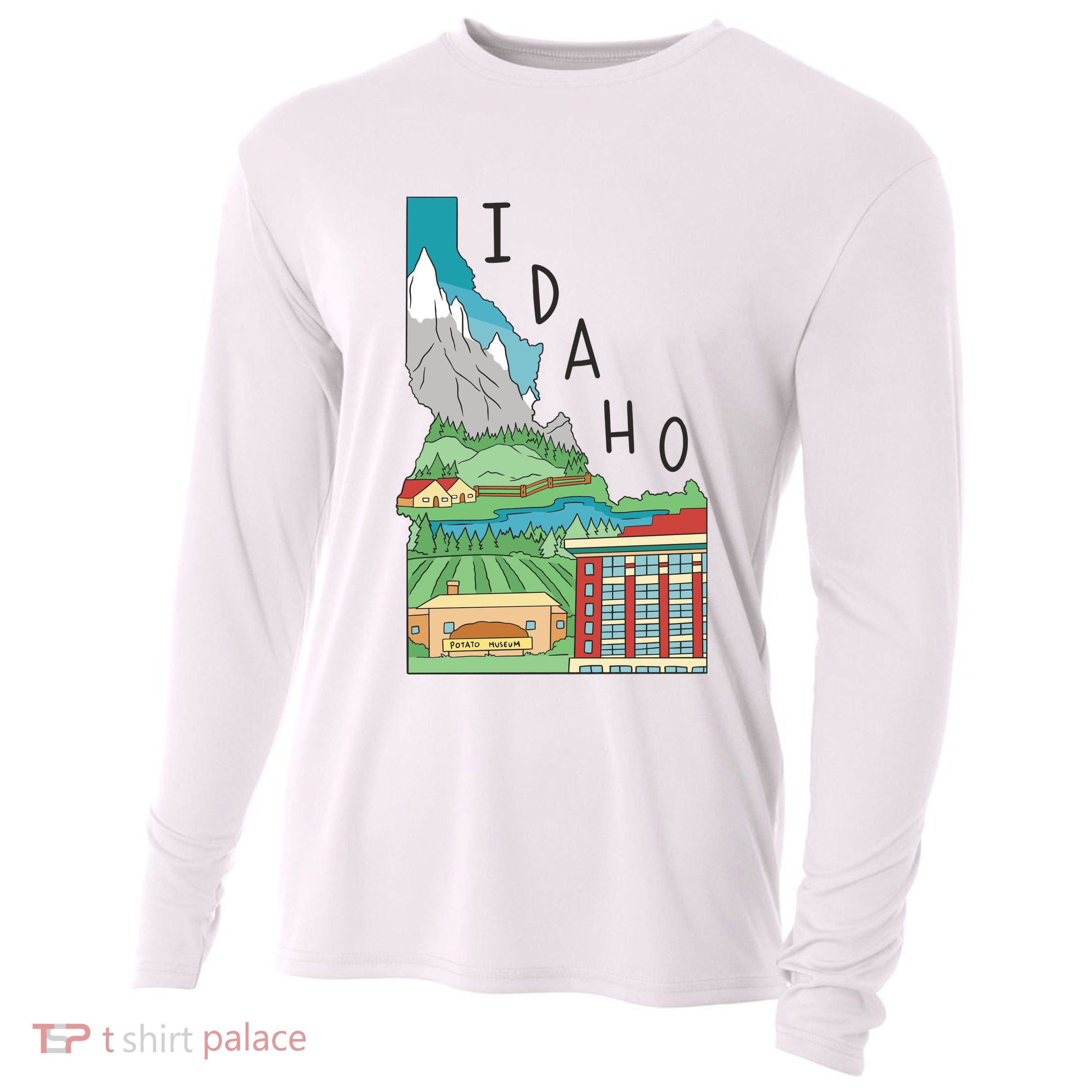 Idaho Landscape Map Cooling Performance Long Sleeve Crew
