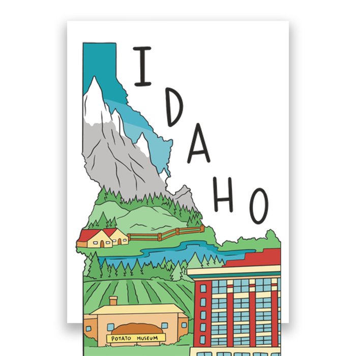 Idaho Landscape Map Poster