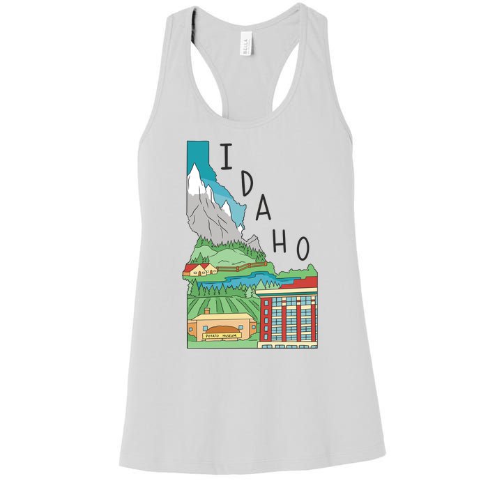 Idaho Landscape Map Women's Racerback Tank