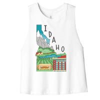 Idaho Landscape Map Women's Racerback Cropped Tank