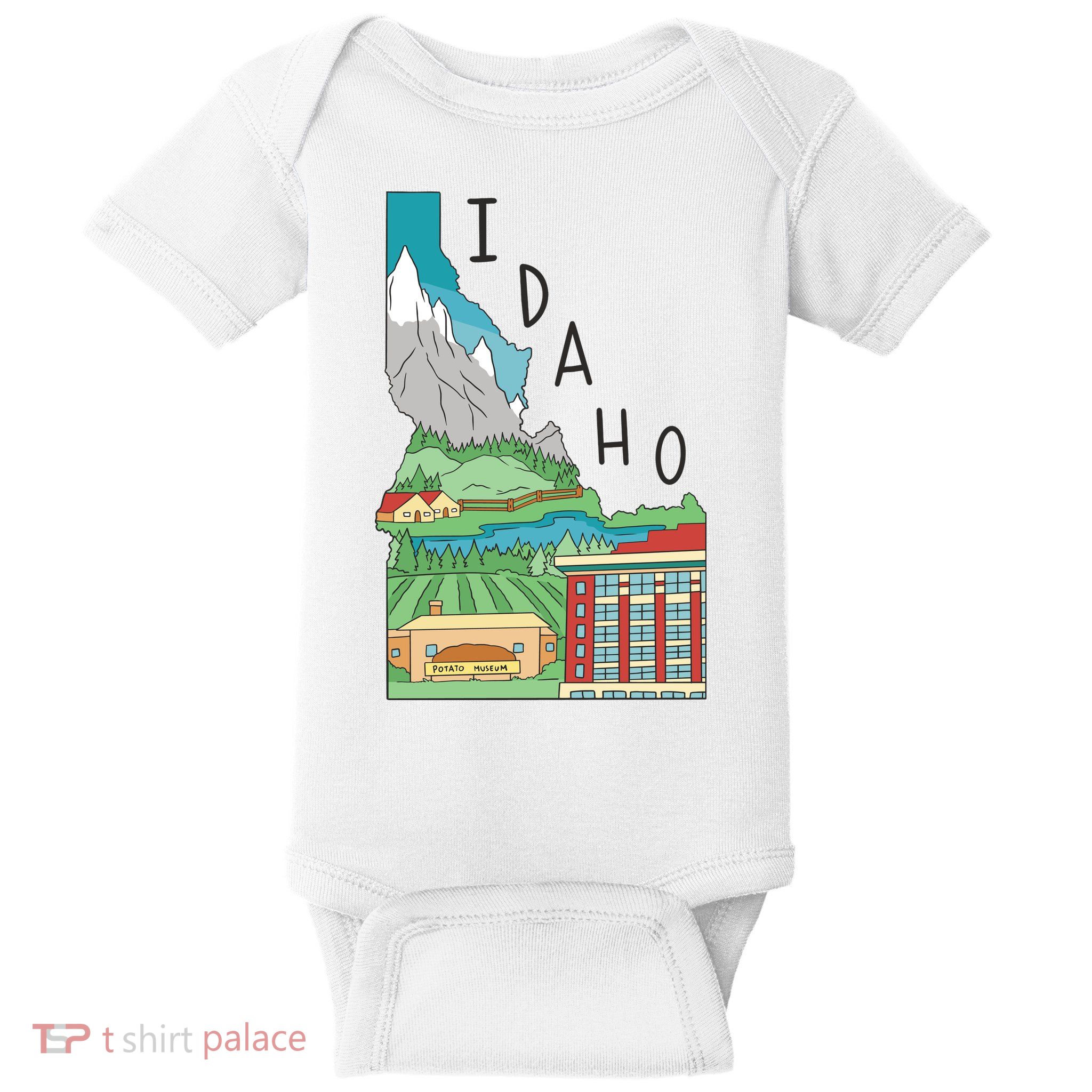 Idaho Landscape Map Baby Bodysuit