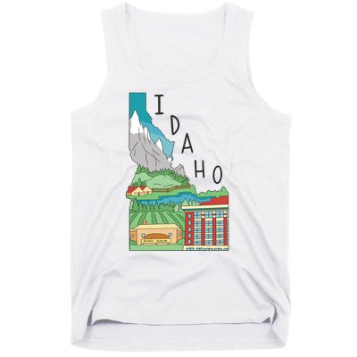 Idaho Landscape Map Tank Top