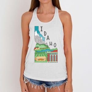 Idaho Landscape Map Women's Knotted Racerback Tank