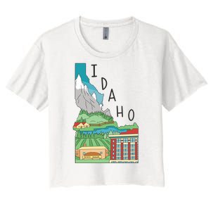 Idaho Landscape Map Women's Crop Top Tee