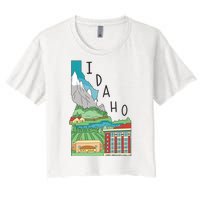 Idaho Landscape Map Women's Crop Top Tee