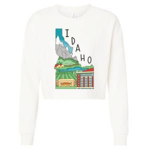 Idaho Landscape Map Cropped Pullover Crew