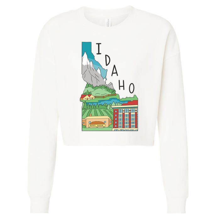 Idaho Landscape Map Cropped Pullover Crew