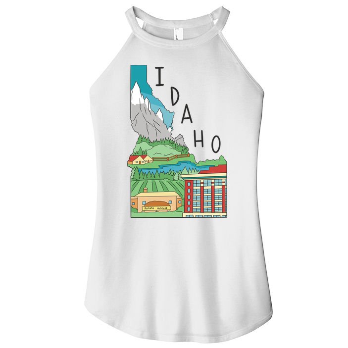 Idaho Landscape Map Women's Perfect Tri Rocker Tank