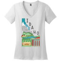 Idaho Landscape Map Women's V-Neck T-Shirt