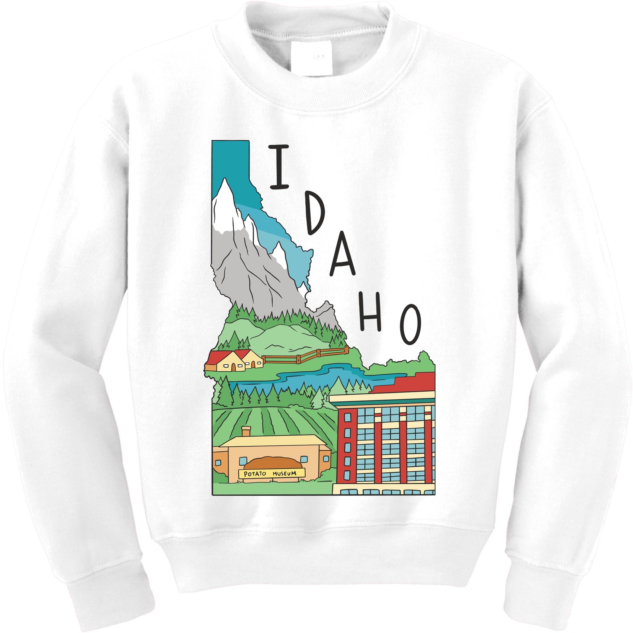 Idaho Landscape Map Kids Sweatshirt