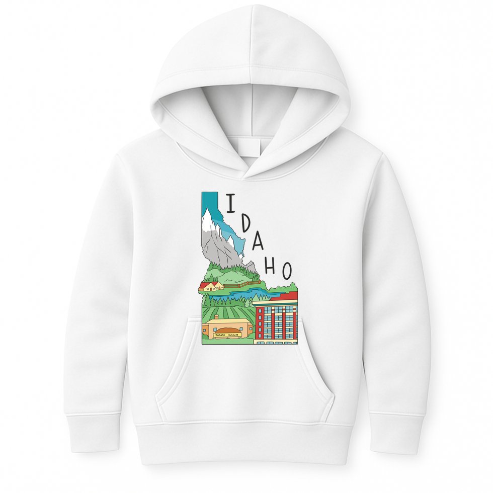 Idaho Landscape Map Kids Hoodie