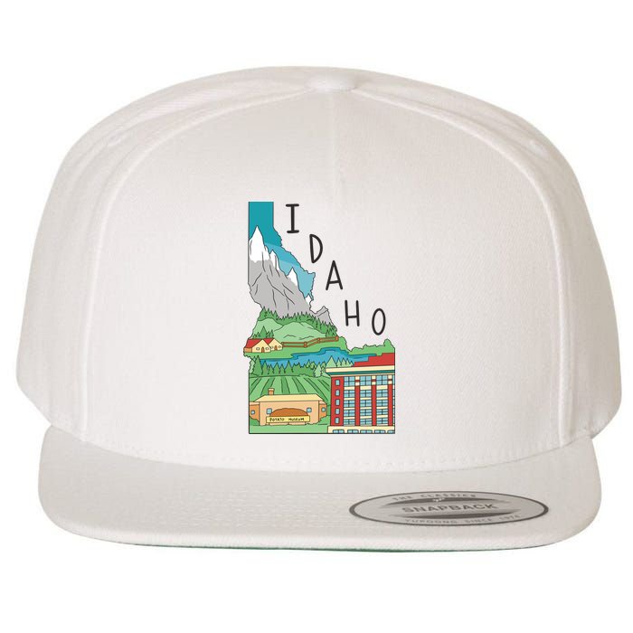 Idaho Landscape Map Wool Snapback Cap