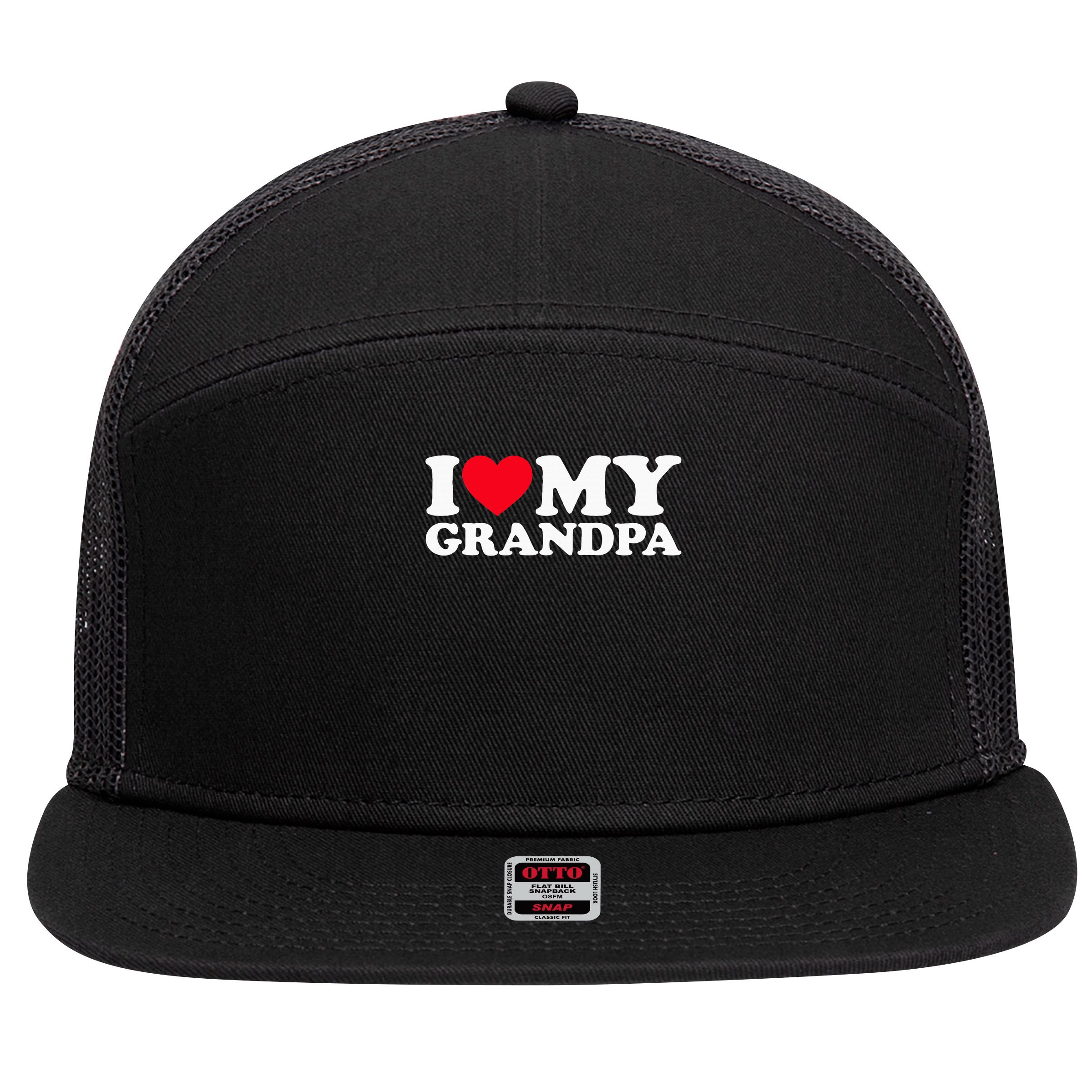 I Love My Grandpa 7 Panel Mesh Trucker Snapback Hat