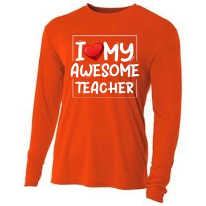 I Love My Awesome Teacher Valentines Day Matching Couple Funny Gift Cooling Performance Long Sleeve Crew