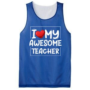 I Love My Awesome Teacher Valentines Day Matching Couple Funny Gift Mesh Reversible Basketball Jersey Tank